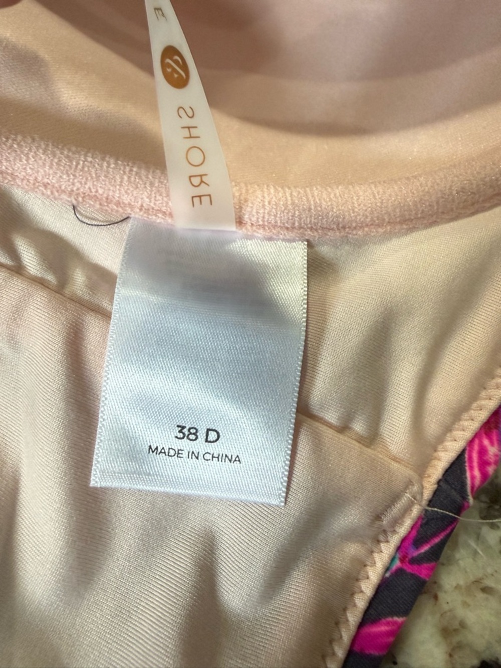 Shade & Shore 38D Halter Bikini Top NWT Floral Chevron Purple Teal Lightly Lined - Picture 7 of 9